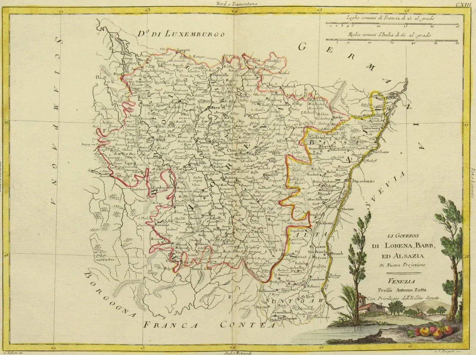 1775 Regional Map Alsace France by Antonio Zatta (1722-1803