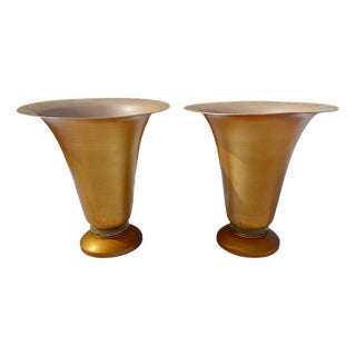 Vintage Gold Aluminum Lamps, 1960s, Set of 2 For Sale