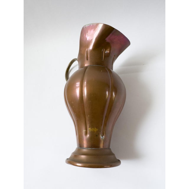 Copper Vintage French Copper Pitcher With Sculptural Brass Handle – Villedieu For Sale - Image 8 of 12