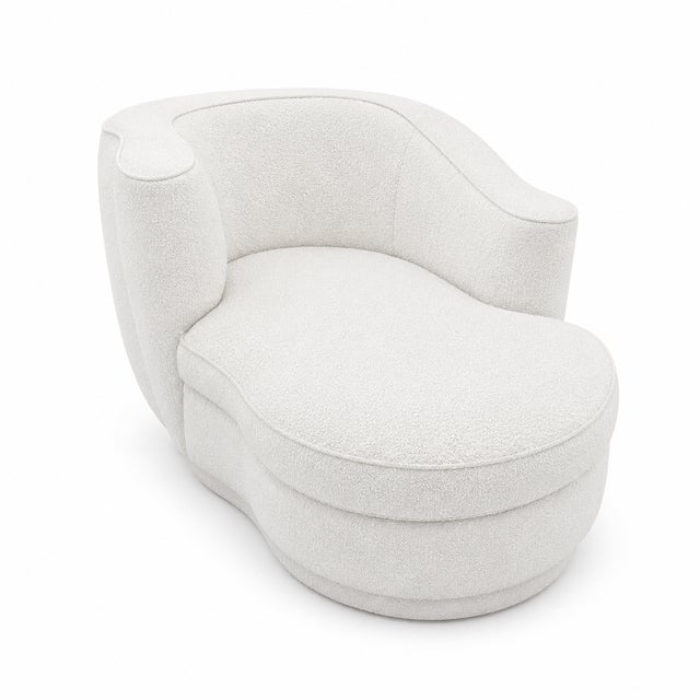 Modern Vladimir Kagan Style Chaise Lounge Post Modern White Boucle For Sale - Image 3 of 6