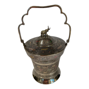 Vintage Moroccan/India Silver Ice Bucket With Lid