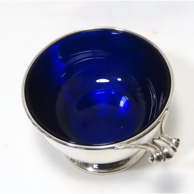 Vintage Sterling Silver & Cobalt Blue Glass Nut Bowl Chairish