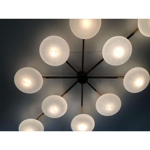 Metal 21st Century Dieci Bronze Matte White Murano Flush Mount by Fabio LTD For Sale - Image 7 of 7