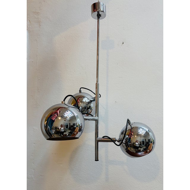 Mid-Century Modern Mid-Century French Chrome-Plated Eyeball Pendant Lamp, 1970s For Sale - Image 3 of 13