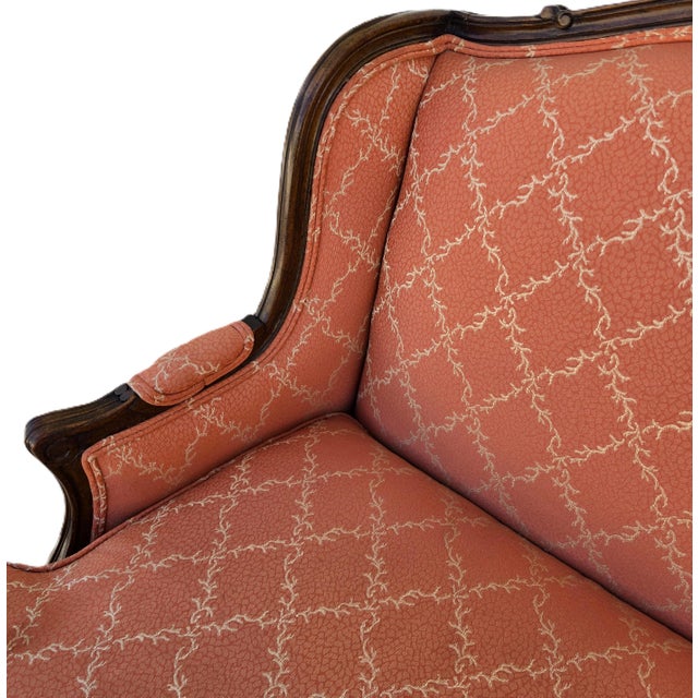 Vintage French Louis XV Carved Wingback Bergère Oversized Armchair Settee For Sale - Image 9 of 18