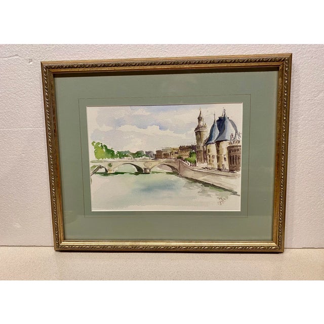 1990s Parisian City Scene Watercolor Painting, Framed For Sale In Boston - Image 6 of 7