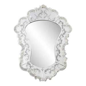 Mid-Century Modernist Reverse Etched Venetian Mirror W/ Murano Appliqués