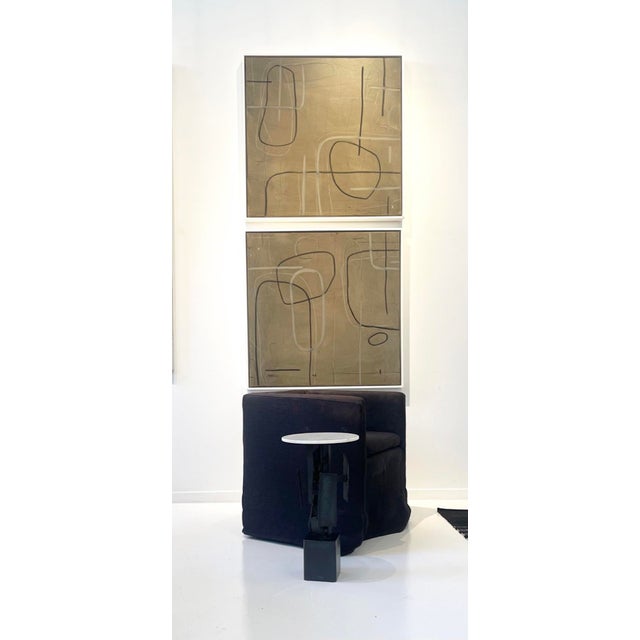 Brut Sculptural Side Table Steel & Marble For Sale - Image 6 of 6