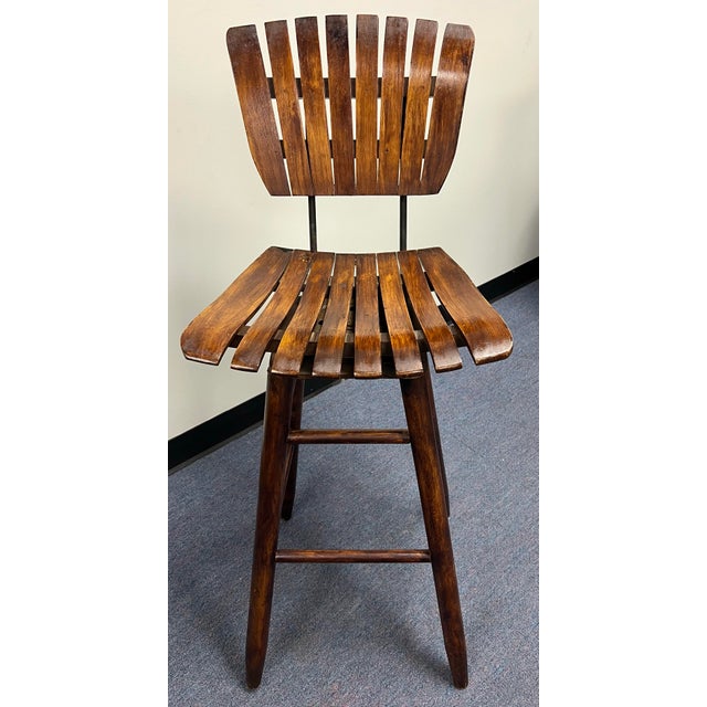 1950s Arthur Umanoff Mid Century Swivel Bar Stools - A Pair For Sale - Image 5 of 12