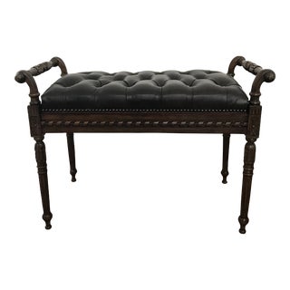 Maitland-Smith Carved Mahogany Seating/Storage Bench For Sale