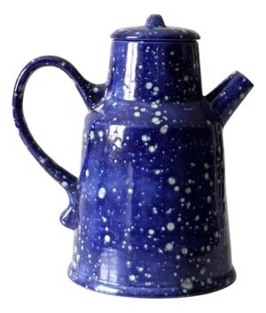 Vintage Blue Ceramic Teapot - Enamelware Style