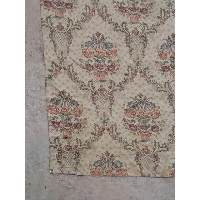 Vintage French Aubusson-style reversible jacquard tapestry fabric panel featuring an elegant repeating floral urn and...