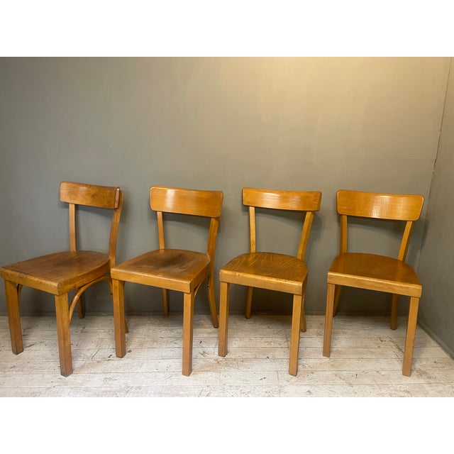 Brown Vintage Bauhaus Chairs in Beech, 1950s, Set of 4 For Sale - Image 8 of 18
