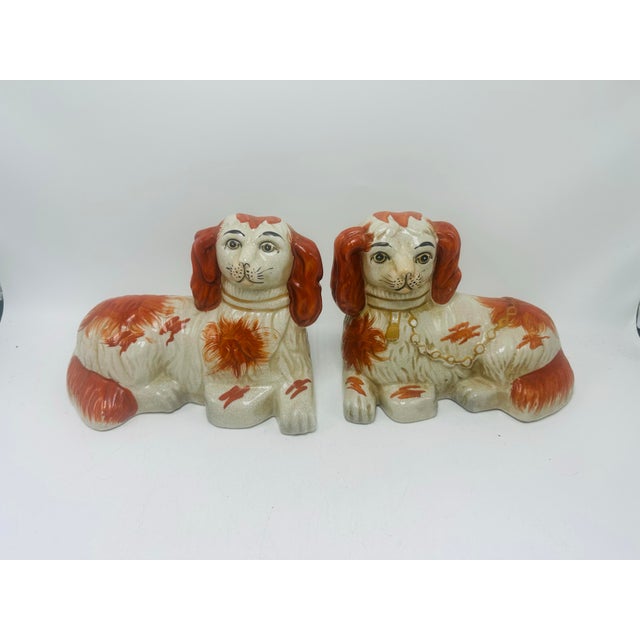 English Antique Staffordshire Dogs, a Pair For Sale - Image 3 of 8