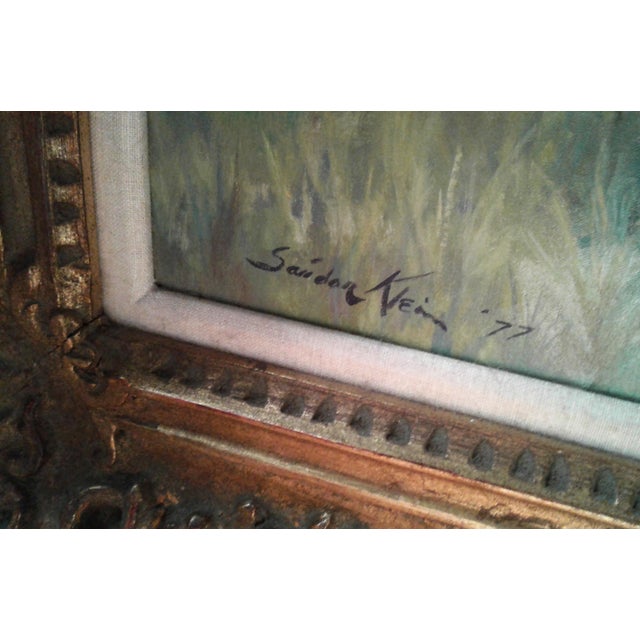 Mid 20th Century Sandor C. Klein American Figurative Oil Painting of Girl With Cat For Sale - Image 4 of 5