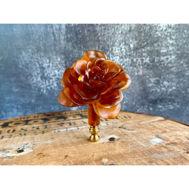 Blooming Rose Lamp Finial on Brass Hardware For Sale In Madison - Image 6 of 6
