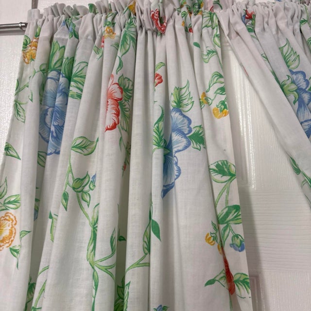 Blue Floral Curtains Set 50 Wide X 96 Long Handmade For Sale - Image 6 of 11