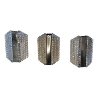 Frosted Glass Sconces from Kaiser Leuchten, 1960s, Set of 3 For Sale