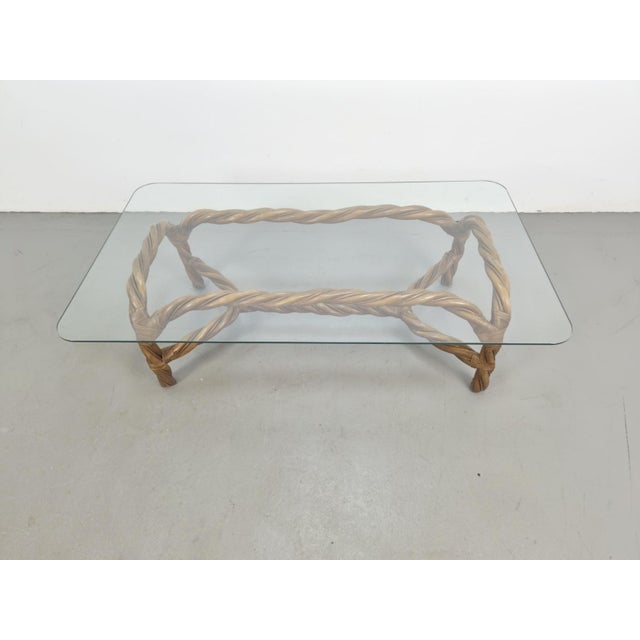 1970s Vintage Boho Coffee Table in Rattan and Bamboo, 1970s For Sale - Image 5 of 16