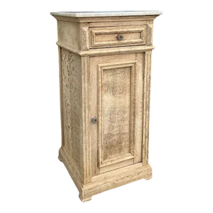 1900s Century French Bleached Oak Bedside Table