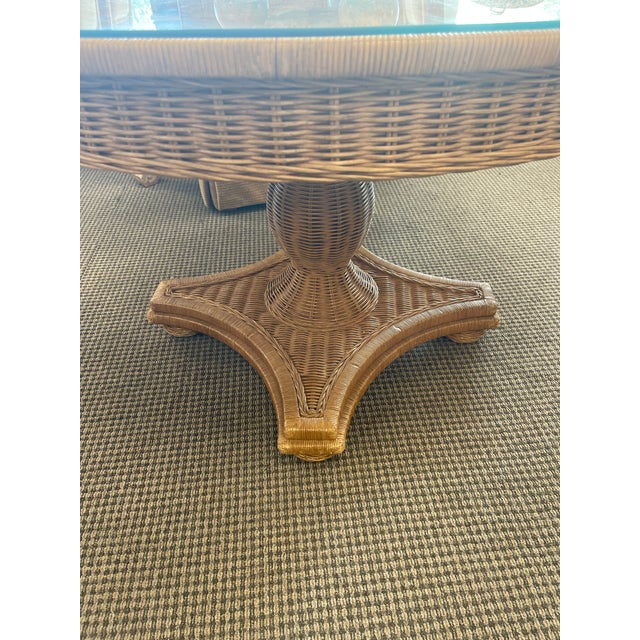 Coastal Mid 20th Century Wicker Round Dining Table For Sale - Image 3 of 4