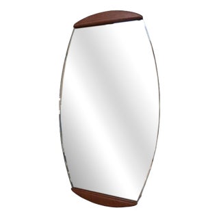Oval Mirror with Teak Inserts, Denmark, 1960s For Sale