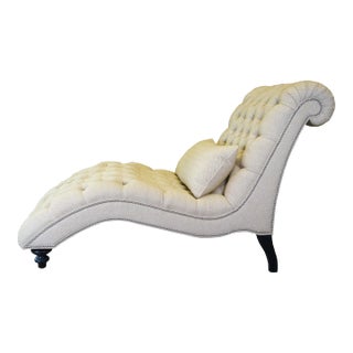 Lexington Upholstery Traditional Beige Tufted Althena Chaise Lounge For Sale