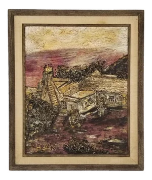 H De Roche Brutalist Textured Abstract Painting