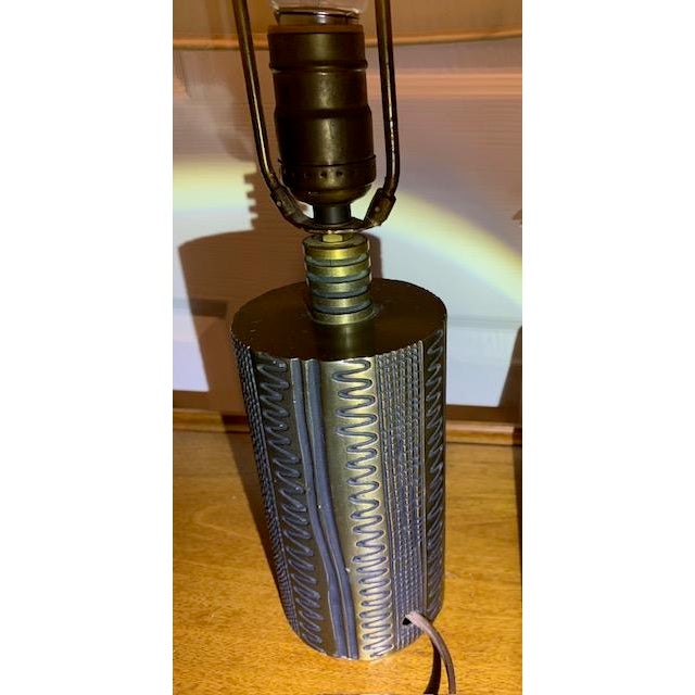 Vintage Brass Brutalist Style Pair Lamps Set of 2 Original Shades For Sale In Portland, OR - Image 6 of 18