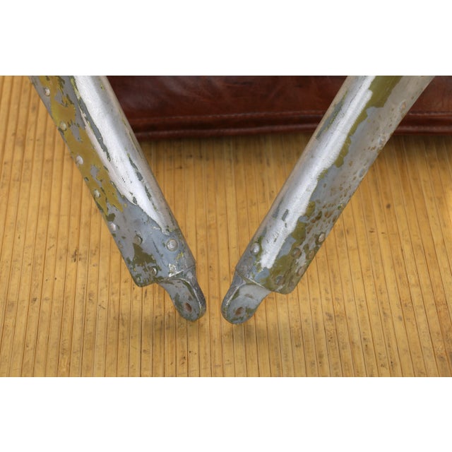 Vintage Leather Airplane Chairs With Riveted Aluminum & Leather Cushions For Sale - Image 9 of 12