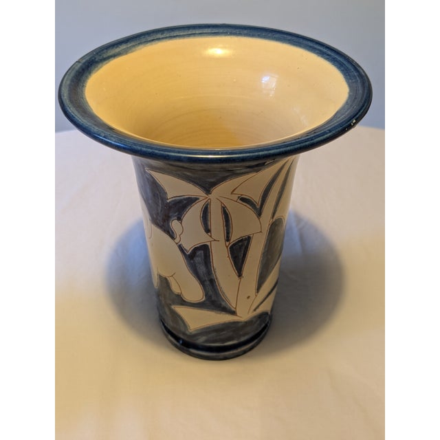 Vintage Humlebaek Vase Featuring Incised Elephants and Palm Trees For Sale - Image 9 of 9