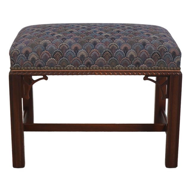 Hickory Chair Chippendale Mahogany Ottoman Stool For Sale