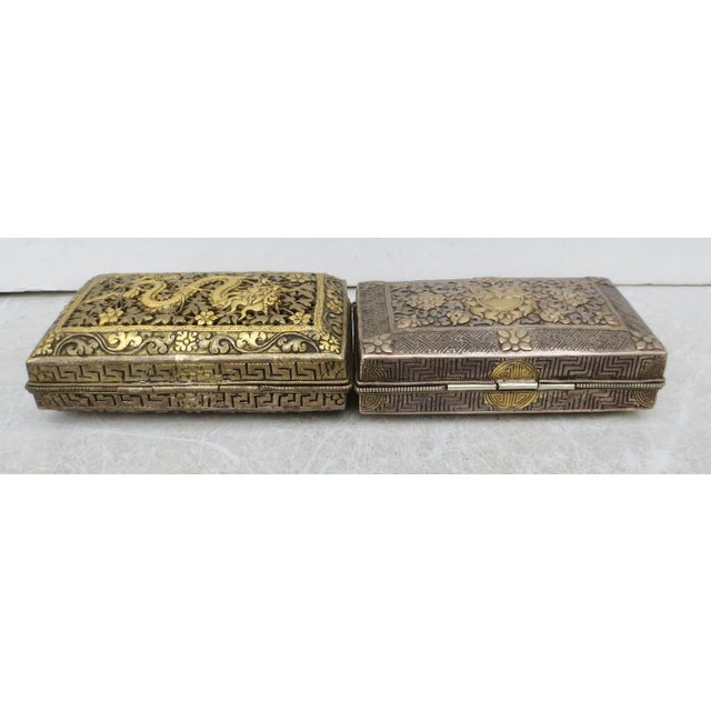 Metal Tibetan Silver and Gilt Scent Boxes - A Pair of 2 For Sale - Image 7 of 9
