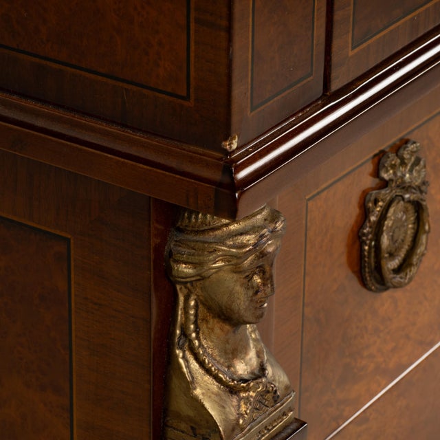 1980s Empire Style Chest of Drawers W/ Griffin Motifs &Hidden Drawer, Neoclassical Dresser For Sale - Image 17 of 18