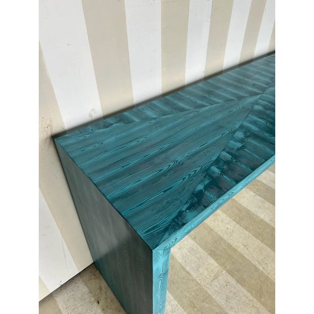 Emily Waterfall Console Table by Fabulous Things in Absolute Blue Faux Bois For Sale - Image 4 of 6