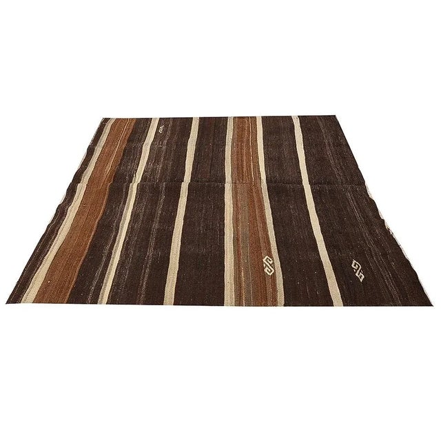 Brown Vintage Goat Hair Kilim Rug For Sale - Image 4 of 7