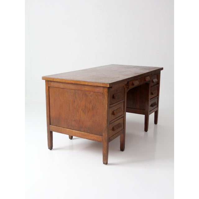 Antique Arts & Crafts Oak Desk For Sale - Image 14 of 18