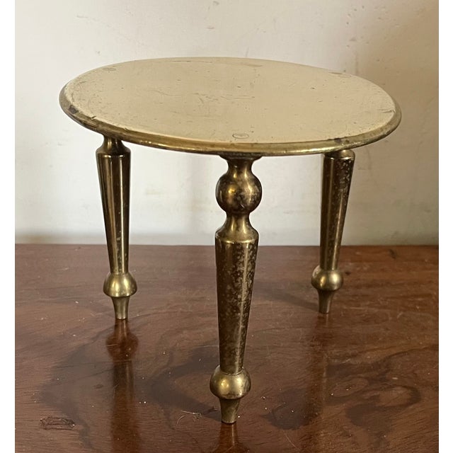Antique 19th Century English Victorian Miniature Brass Tripod Table Trivet or Candle Riser Stand For Sale - Image 4 of 18