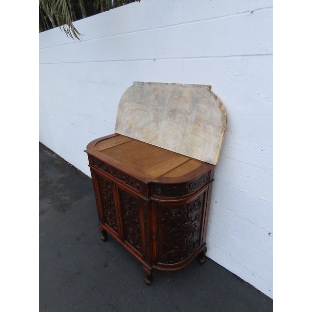 Early 1900s French Heavy Hand Carved Commode Marble Top Cabinet 6672 For Sale - Image 17 of 18