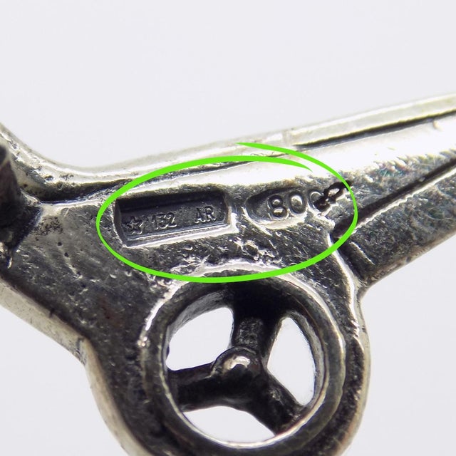 Metal Vintage Italian Handmade Silver Helicopter Figurine from Raspini Gioielli, Tuscany, Italy, 1980s For Sale - Image 7 of 11