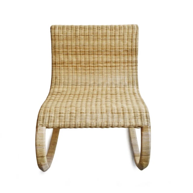 Contemporary Coastal Contemporary Raw Rattan Rocking Chair For Sale - Image 3 of 6