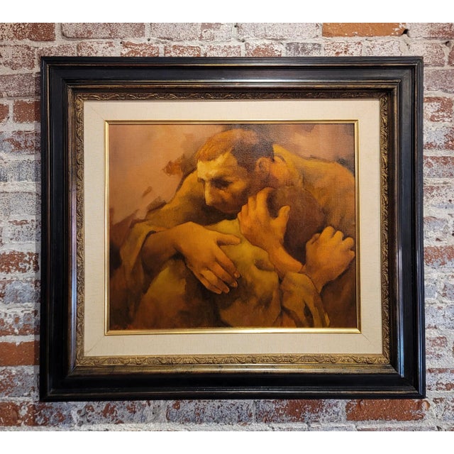 Charles Bragg - Father & Son Affection - Oil painting American Genre - Oil painting on canvas -signed canvas size: 20x24"...