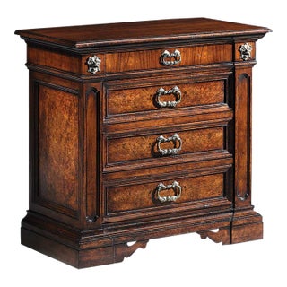 Italian Walnut Burl Four-Drawer Nightstand For Sale