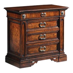 Italian Walnut Burl Four-Drawer Nightstand