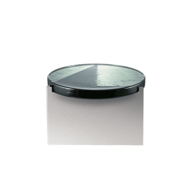 Alwa One Big Side Table with Green Top & Brushed Stainless Steel Base by Sebastian Herkner for Pulpo For Sale - Image 6 of 6