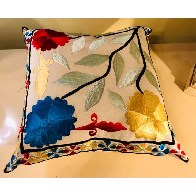 Moroccan Handmade Embroidered Pillows - a Pair For Sale - Image 4 of 9