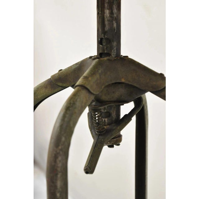 Brown Early 20th Century Industrial Toledo Metal Co Steel & Wood Adjustable Drafting Stool Chair For Sale - Image 8 of 12
