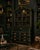 Gothic Henredon Oxidized Emerald Bombe Secretary Cabinet With Antiqued Gold Gilding & Chicken Wire Display Hutch For Sale - Image 3 of 5