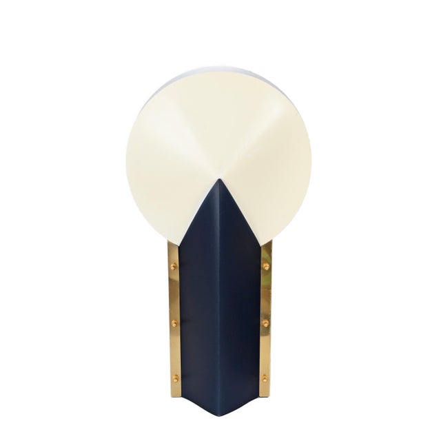 Blue and Cream Moon Table Lamp attributed to Samuel Parker for Slamp, Italy, 1980s For Sale - Image 15 of 16