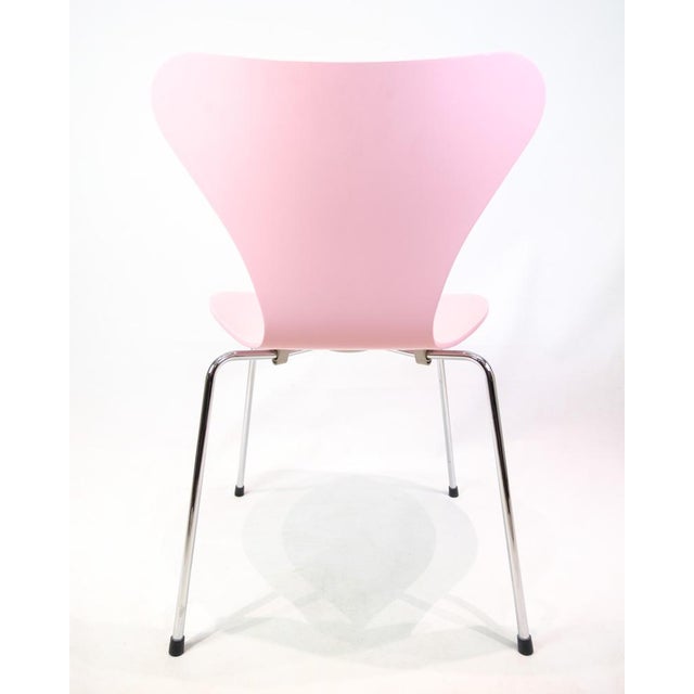 Wood Pink Seven Chairs by Arne Jacobsen for Fritz Hansen, 1990s, Set of 6 For Sale - Image 7 of 11